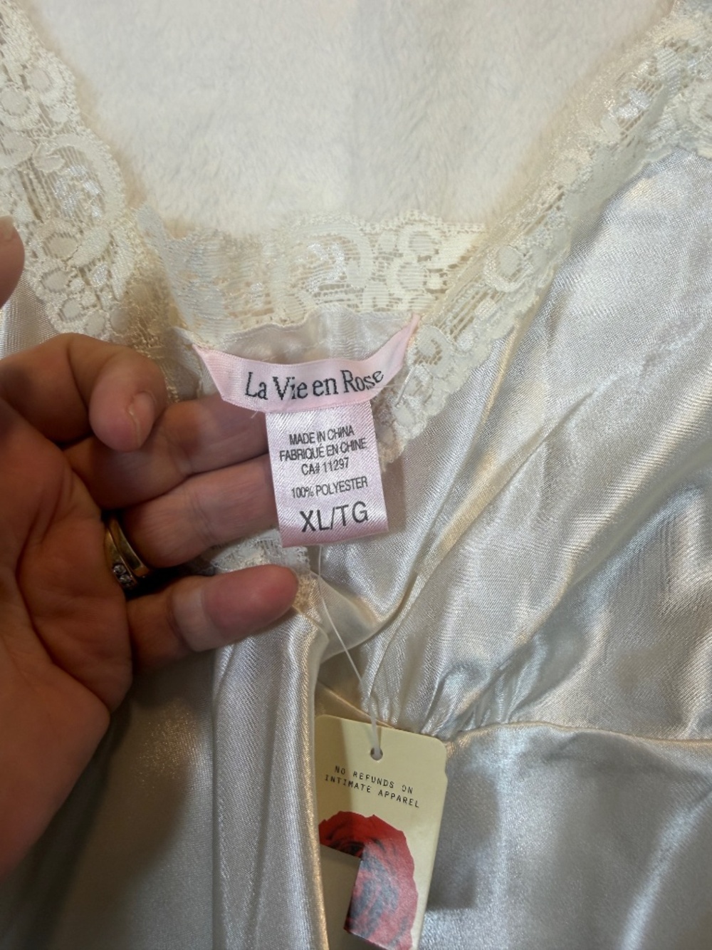 La Vie En Rose Babydoll Lingerie Womens Size XL White Satin Coquette Sexy Slip D - Picture 4 of 8